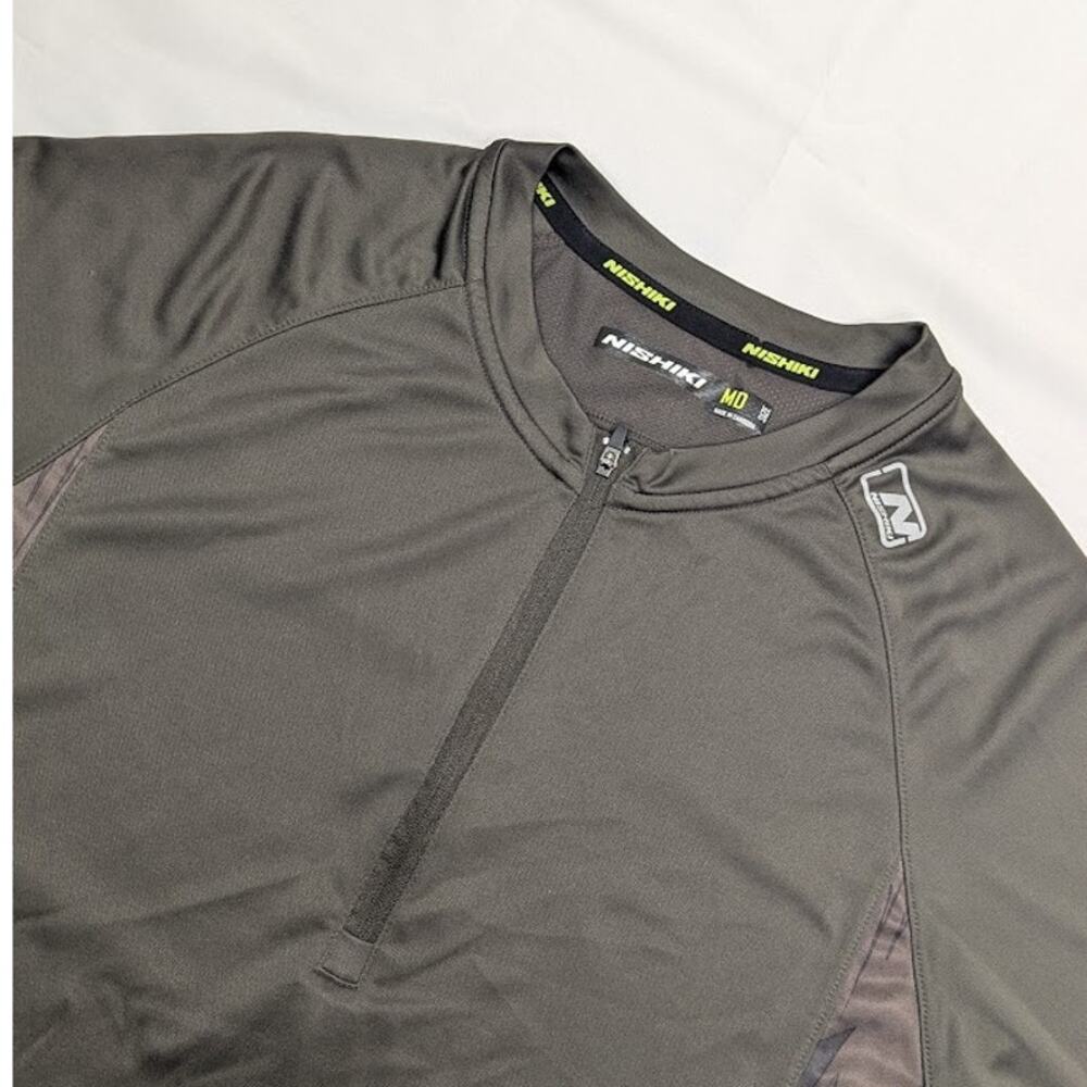Nishiki Mens Sz Medium Brown Short Sleeve 1/4 Zip Cycling Riding Jersey Pullover